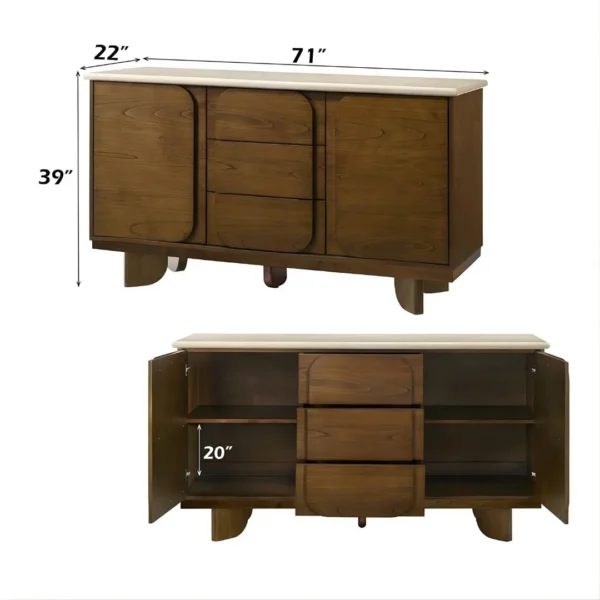 Kasha Server with Natural Marble Top DN04668 By ACME - Image 2