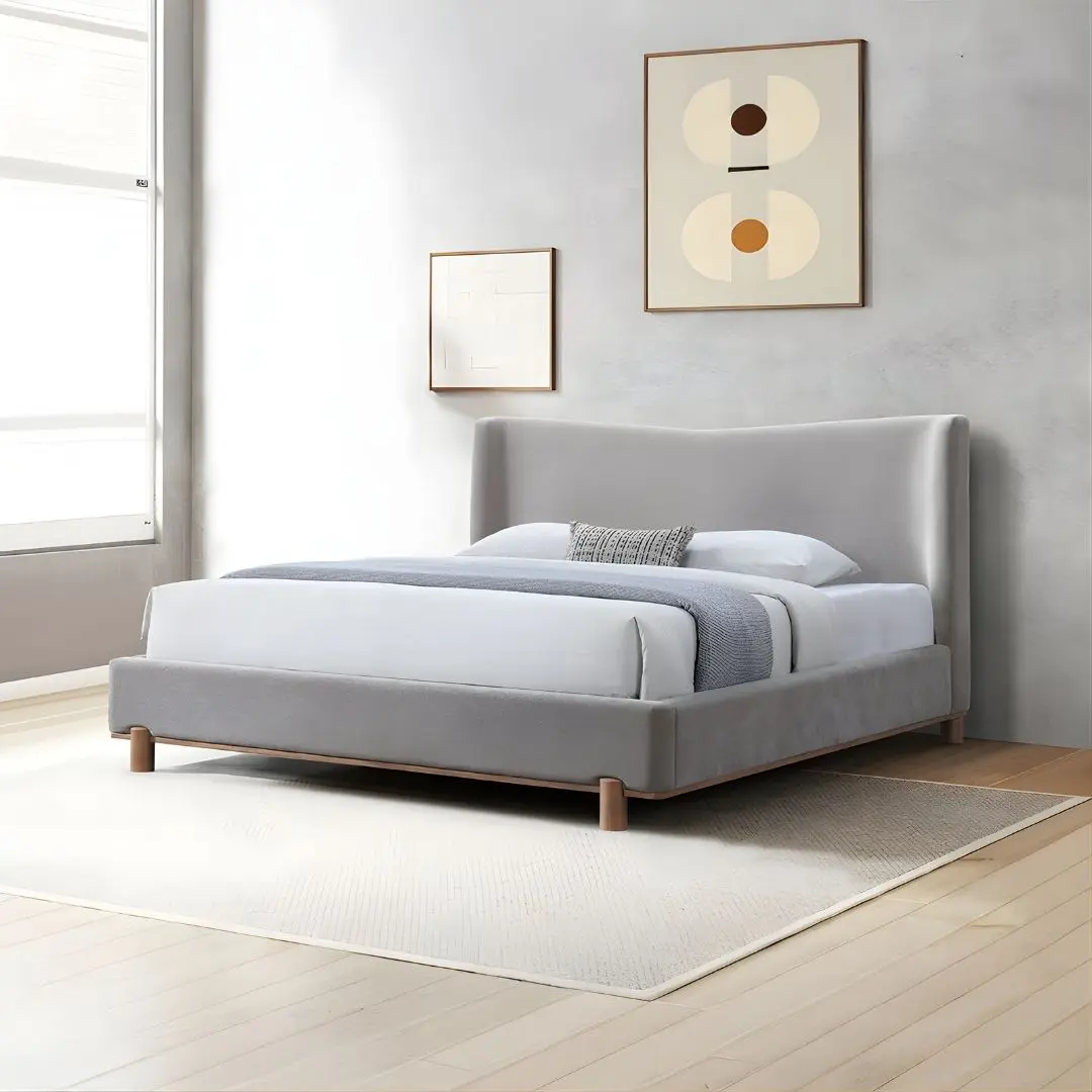 Melbourne Gray Chenille Upholstered Bed By Acme | Mobilia Cleopatra 3 Melbourne Gray Chenille Upholstered Bed By ACME - Image 1