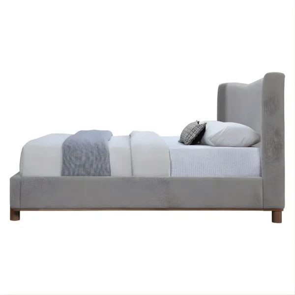 Melbourne Gray Chenille Upholstered Bed By ACME - Image 2