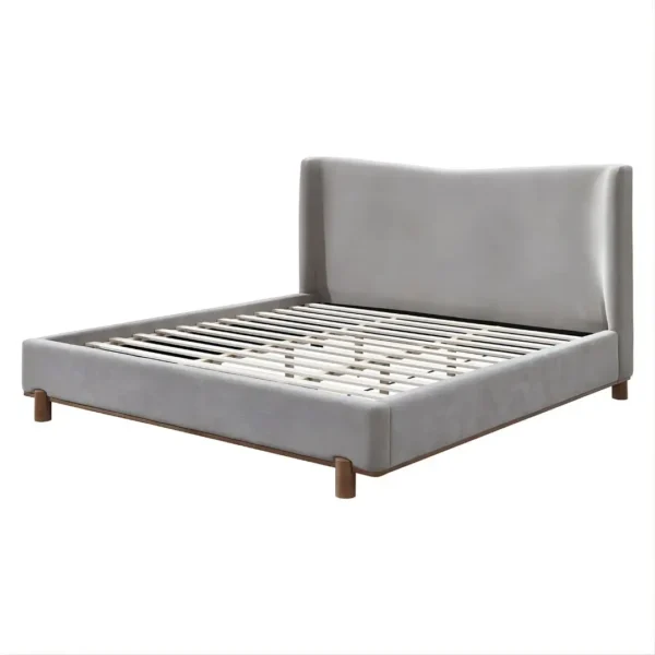 Melbourne Gray Chenille Upholstered Bed By ACME - Image 4