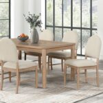 Rheinfall 5 Pc Dining Table Set Natural/Beige | Mobilia Cleopatra