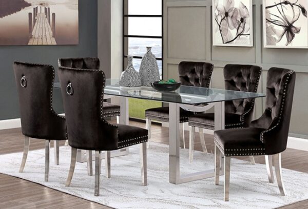 Silvestri 5 Pc Contemporary Dining Set Chrome | Mobilia Cleopatra