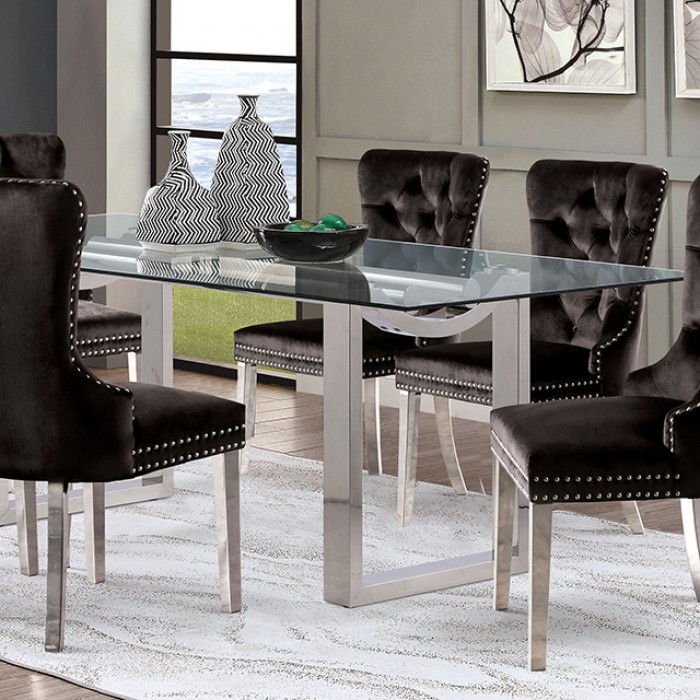 Silvestri 7 Pc Dining Table Set Fm37000Sv-T-7Pc Contemporary Chrome By Furniture Of America | Mobilia Cleopatra 3 Silvestri 5 Pc Contemporary Dining Set Chrome | Mobilia Cleopatra