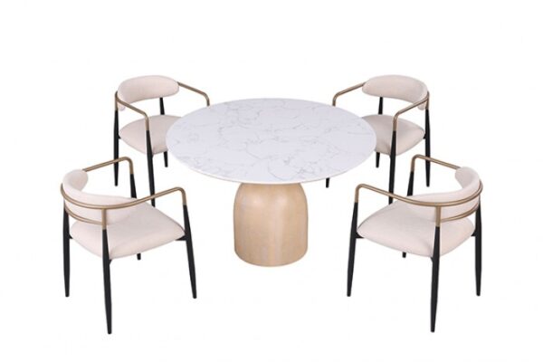 Neasden 5 Pc Dining Table Set – Modern Engineered Stone Design
