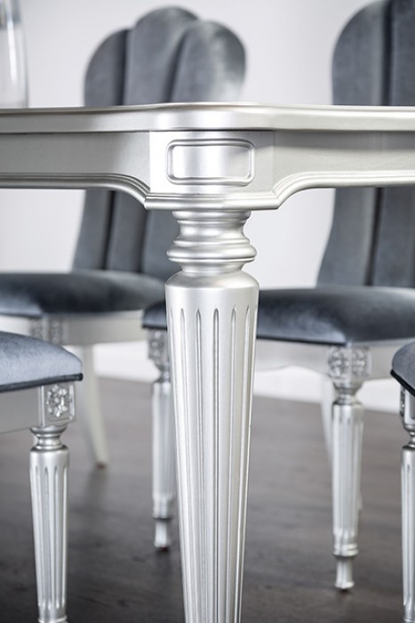 Parc Dining Table Fm3416Sv-T Glam Silver Dining Table With Turned Fluted Legs By Furniture Of America Dining Room Furniture Mobilia Cleopatra 13 Parc Dining Table FM3416SV-T Glam Silver Dining Table with Turned Fluted Legs By Furniture of America 13