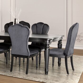 Melodi Parc Dining Table Fm3416Bk-T Glam Black Dining Table With Turned Fluted Legs By Furniture Of America Dining Room Furniture Mobilia Cleopatra Melodi Parc Dining Table FM3416BK-T Glam Black Dining Table with Turned Fluted Legs By Furniture of America