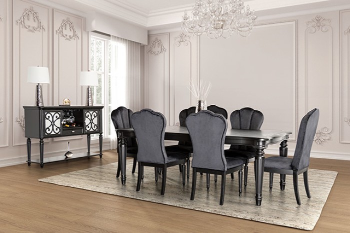 Side Chair Fm3416Bk-Sc-2Pk Glam Black Upholstered Dining Chairs With Fluted Legs By Furniture Of America Dining Room Furniture Mobilia Cleopatra 6 Side Chair FM3416BK-SC-2PK Glam Black Upholstered Dining Chairs with Fluted Legs By Furniture of America 6