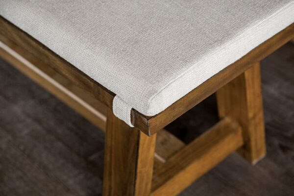 Losone Bench FM3422WH-BN – Rustic Brown & White Upholstered Dining Bench