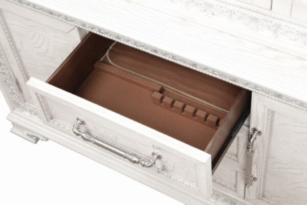 Stella Mia Hutch Buffet FM31000WH-HB-SET – Traditional Ivory Dining Storage with Mirrored Hutch