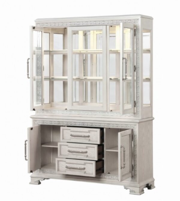 Stella Mia Hutch Buffet FM31000WH-HB-SET – Traditional Ivory Dining Storage with Mirrored Hutch