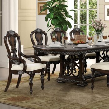 Promenade Traditional Dark Brown Extendable Dining Table By Furniture Of America Dining Room Furniture Mobilia Cleopatra Promenade Traditional Dark Brown Extendable Dining Table by Furniture of America