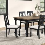 Neue Mills Modern Farmhouse Style in Black and Rustic Oak Dining Table by Furniture of America 11