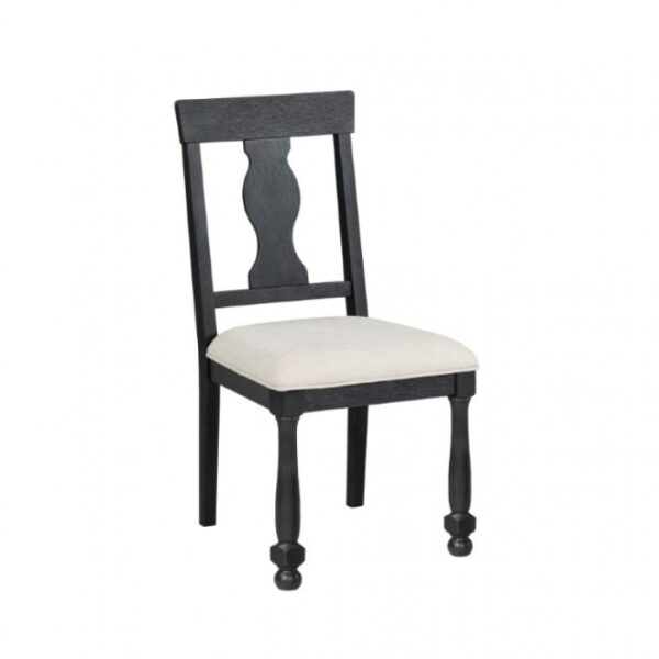Neue Mills Farmhouse Side Chair Set of 2 – Black & Rustic Oak Dining Chairs