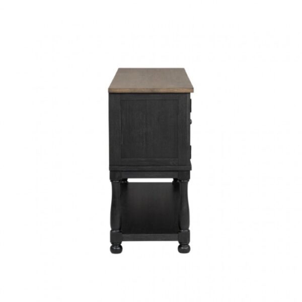 Neue Mills Server FM39009BK-SV – Modern Farmhouse Dining Storage in Black and Rustic Oak