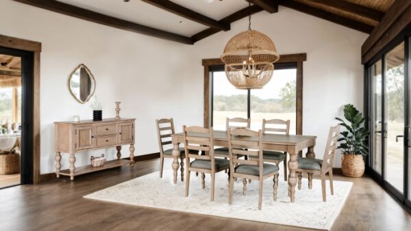 Chesapeake Dining Table FM39000AK-T – Light White-Wash Modern Farmhouse Elegance