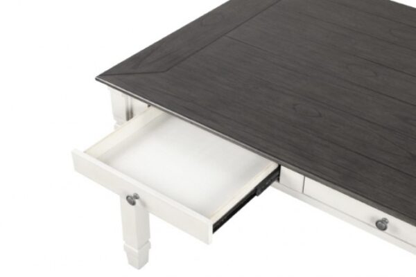 Pendola Dining Table – Rustic White Farmhouse Dining Table with Storage Drawers