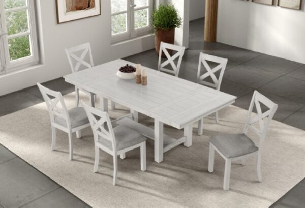Ferrone Dining Table – Rustic White Oak Extendable Farmhouse Table