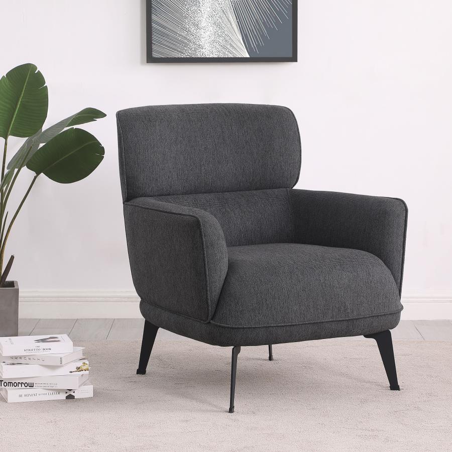Andrea Upholstered Crecent Arm Accent Chair Gray By Coaster Furniture | Mobilia Cleopatra 3 Andrea Upholstered Crecent Arm Accent Chair Gray