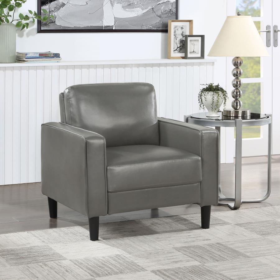 Ruth Gray Faux Leather Track-Arm Accent Chair By Coaster Furniture Accent Furniture Mobilia Cleopatra 8 Ruth Gray Faux Leather Track-Arm Accent Chair by Coaster Furniture 8