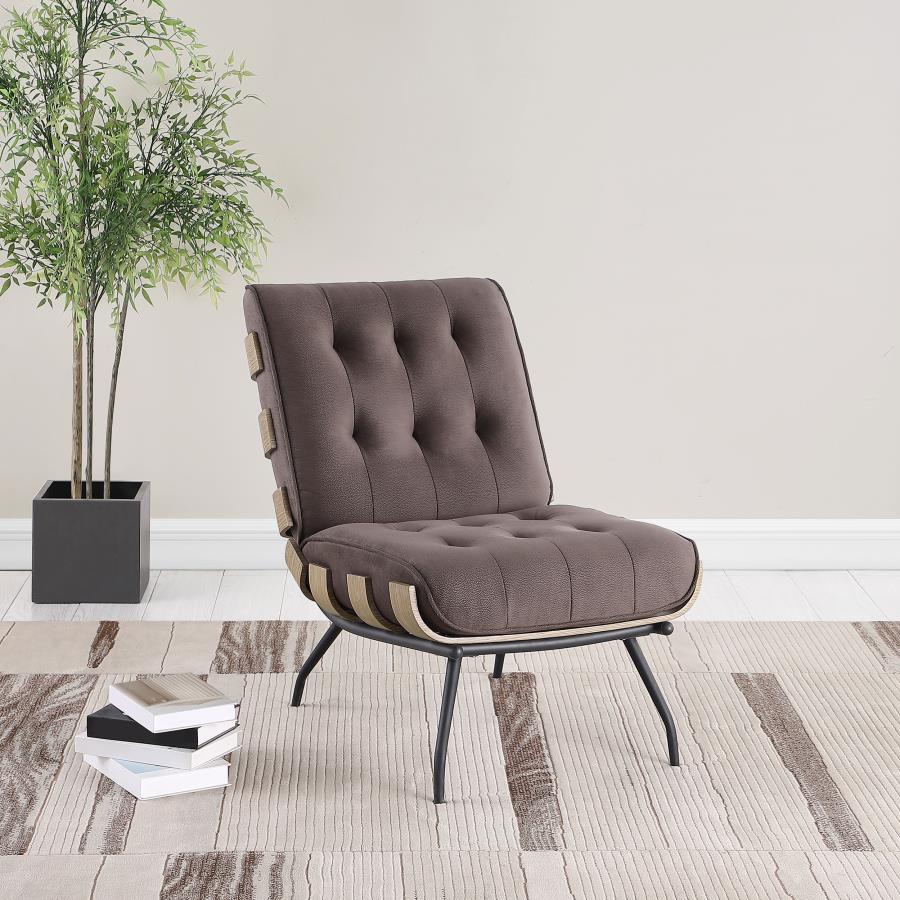 Aloma Tufted Armless Accent Chair Brown By Coaster Furniture | Mobilia Cleopatra 3 Aloma Tufted Armless Accent Chair Brown by Coaster Furniture