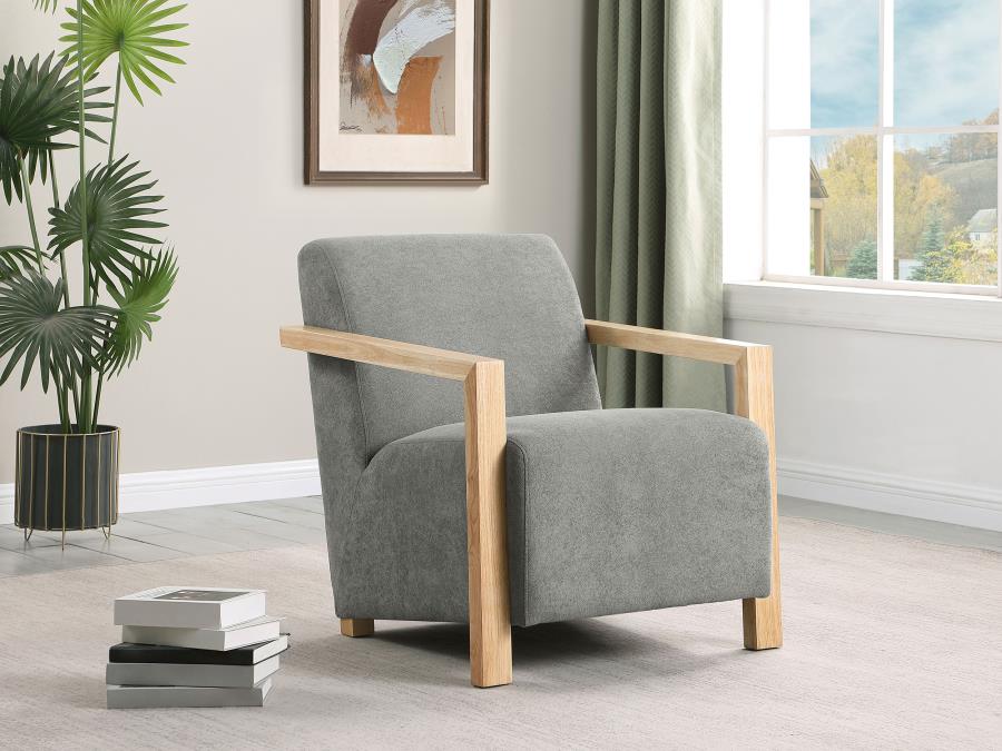 Diego Accent Arm Chair With Wood Arms Gray By Coaster Furniture | Mobilia Cleopatra 3 Diego Accent Arm Chair with Wood Arms Gray by Coaster Furniture
