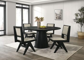 Tottenham 59″ Round Dining Table FM3222BK-RT-59-TABLE – Sleek Black by Furniture of America