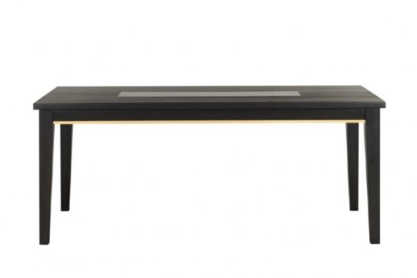 Kenyada Contemporary Espresso Dining Table with Glass Top and Storage Drawers