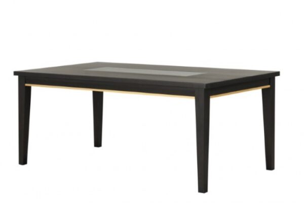 Kenyada Contemporary Espresso Dining Table with Glass Top and Storage Drawers
