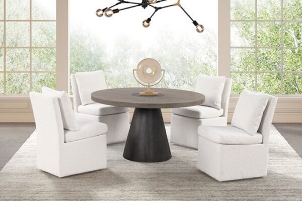 Broager Round Dining Table – Rustic Oak & Dark Walnut Contemporary Design