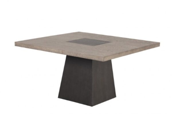 Broager Square Dining Table – Rustic Oak & Walnut | Contemporary Swivel Pedestal Table