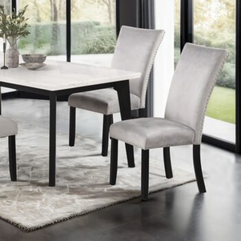 Contemporary  FM3330BK-T Black & White Dining Table – 70″ Marble Top by Furniture of America