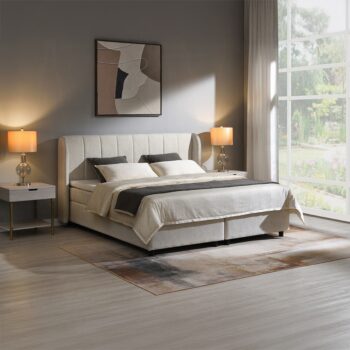 Adonia Queen Bed with Storage in Beige Chenille BD06012Q by ACME