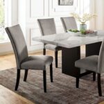 Marble Dining Table CM3744T-TABLE Elegant White & Black Transitional Table by Furniture of America 8