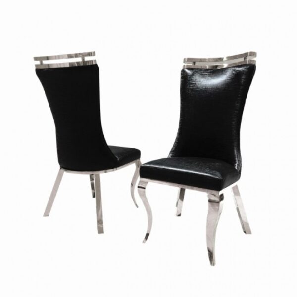 Palazzo Silver Dining Chair – Glamorous Comfort in Black Tiger-Print Upholstery