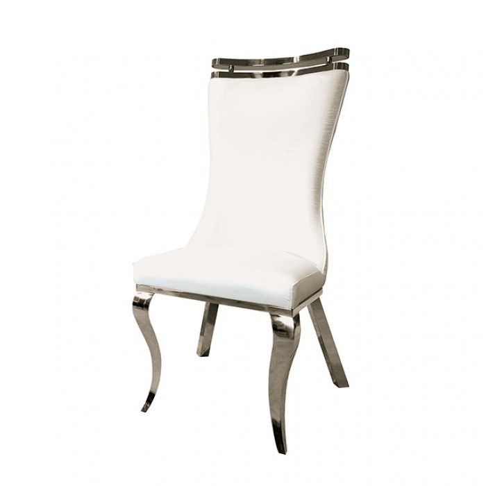 Palazzo White Silver Dining Chair Fm33010Wh-Sc-2Pk Modern Glamour By Furniture Of America Dining Room Furniture Mobilia Cleopatra 3 Palazzo White Silver Dining Chair FM33010WH-SC-2PK Modern Glamour by Furniture of America 3