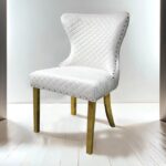 Portanova White Gold Dining Chair FM33015WH-SC-2PK Diamond Pattern Glam by Furniture of America 5