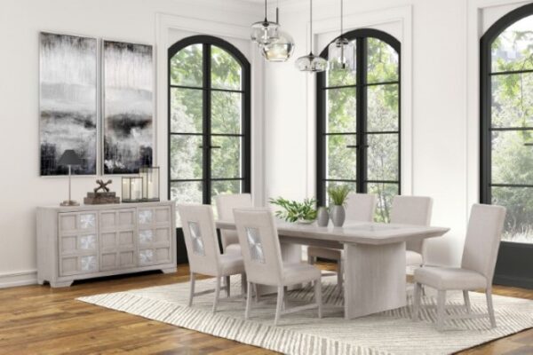 Argenthart Light Gray Extendable Dining Table – Timeless Craftsmanship with Sunburst Elegance