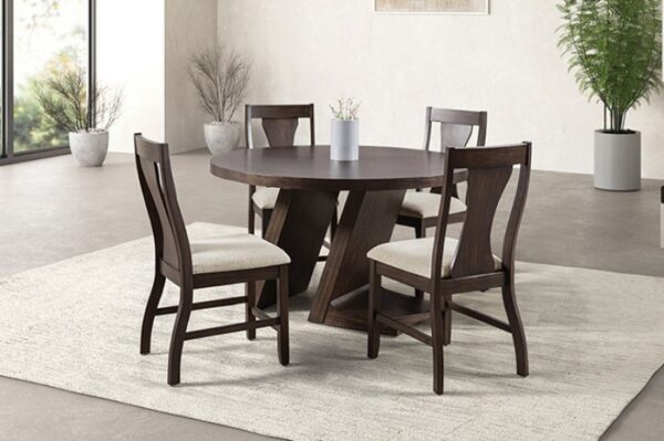 Holsworthy Round Espresso Dining Table – Contemporary Solid Wood Design