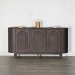 Sterling West Server – Modern Ash Gray Buffet with Stainless Steel Accents