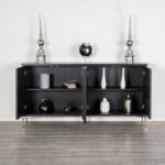 Beckham 4-Door Cabinet Weathered Black & Silver | Modern Storage