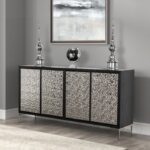 Beckham 4-Door Cabinet Weathered Black & Silver | Modern Storage