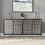 Beckham 4-Door Cabinet Weathered Black & Silver | Modern Storage