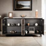 Lakeside Modern Farmhouse Cabinet Black/Natural | Stylish Storage