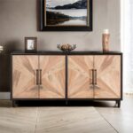 Lakeside Modern Farmhouse Cabinet Black/Natural | Stylish Storage