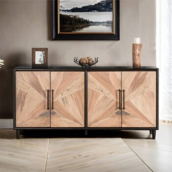 Lakeside Modern Farmhouse Cabinet Black/Natural | Stylish Storage