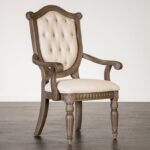 Seven Oaks Arm Chair in Weathered Oak & Beige | Set of 2