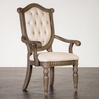 Seven Oaks Arm Chair in Weathered Oak & Beige | Set of 2