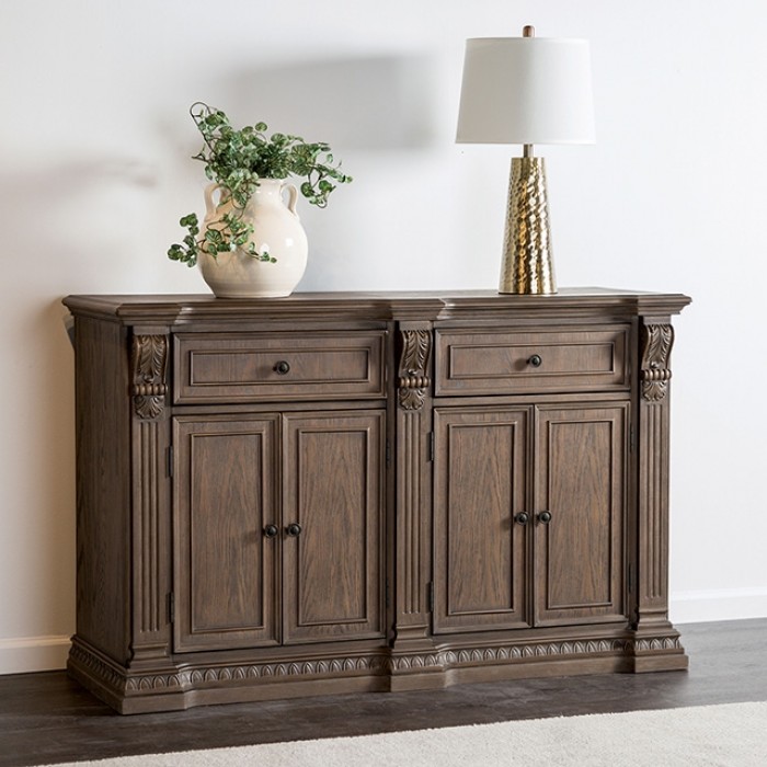 Seven Oaks Side Board Fm3418Ak-Sv Traditional Weathered Oak By Furniture Of America | Mobilia Cleopatra 3 Seven Oaks Side Board FM3418AK-SV – Traditional Weathered Oak Sideboard