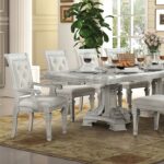 Stella Mia Ivory Extendable Dining Table – Traditional Wood Elegance