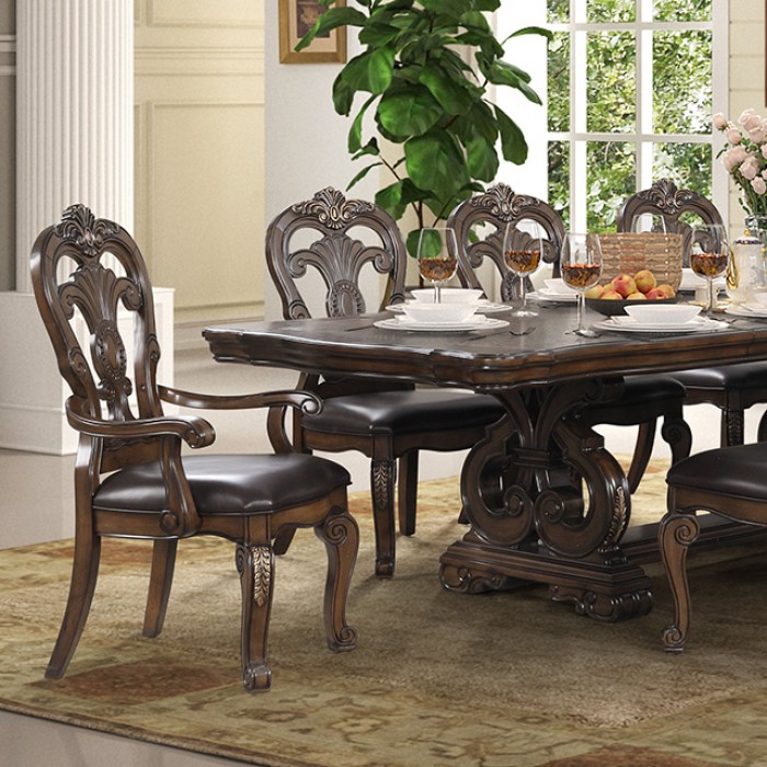 Leovanni Dining Table Fm31003Db-T Traditional Dark Brown By Furniture Of America | Mobilia Cleopatra 3 Leovanni Traditional Dark Brown Extendable Dining Table – 114" Luxury Design